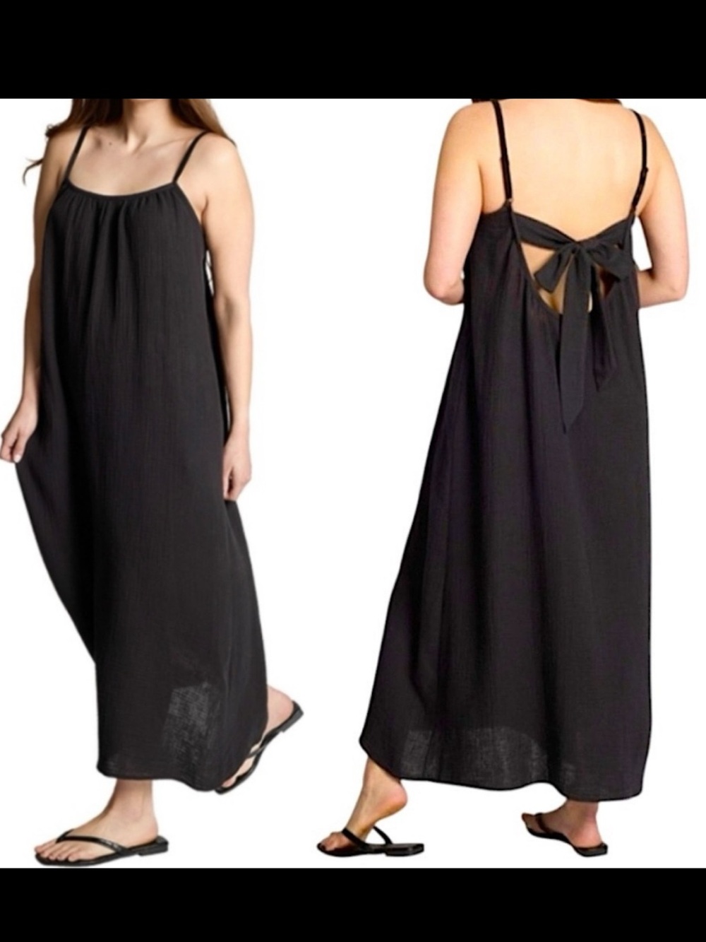 Sol Angeles Black Gauzy Maxi Dress Plus Size in Black NEW! RV$128 Anthropologie - Picture 5 of 15